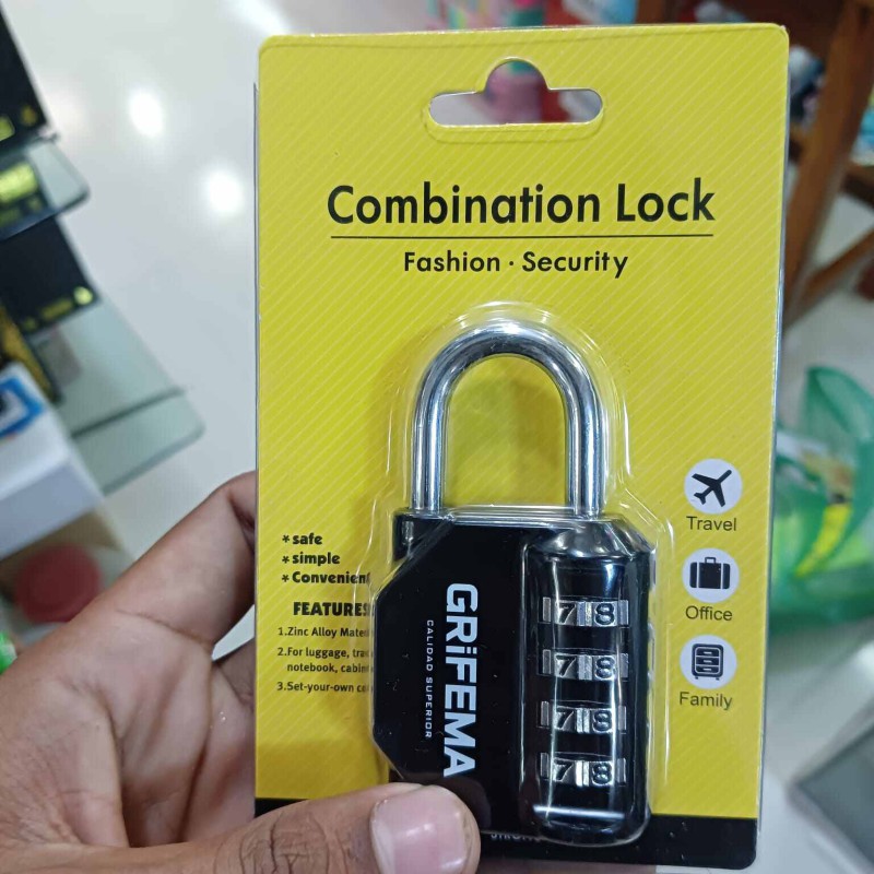 Picture of Combination Padlock 4 Digit Padlock, Zinc Alloy Code Padlock, No Need Keys, Change Yourself - Even Your Code At Will, Suitable for Lockers, Garages, Gates, Schools-Black