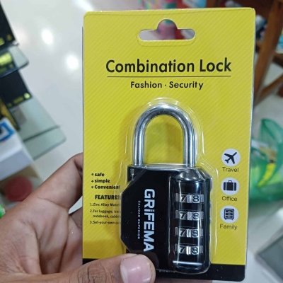 Picture of Combination Padlock 4 Digit Padlock, Zinc Alloy Code Padlock, No Need Keys, Change Yourself - Even Your Code At Will, Suitable for Lockers, Garages, Gates, Schools-Black