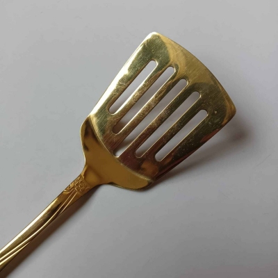 Picture of 1 Pieces Stainless Steel Kitchen Utensil golden color Slotted turner for kitchen 25 cm long Accessories-Gold