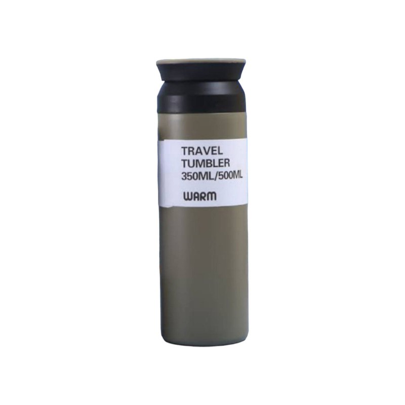 Picture of Grey Portable Thermal Bottle for Outdoor Camping, Hiking, Driving, and Drinking - 1pc 500ml Stainless Steel Vacuum Flask with Leakproof Lid-Green