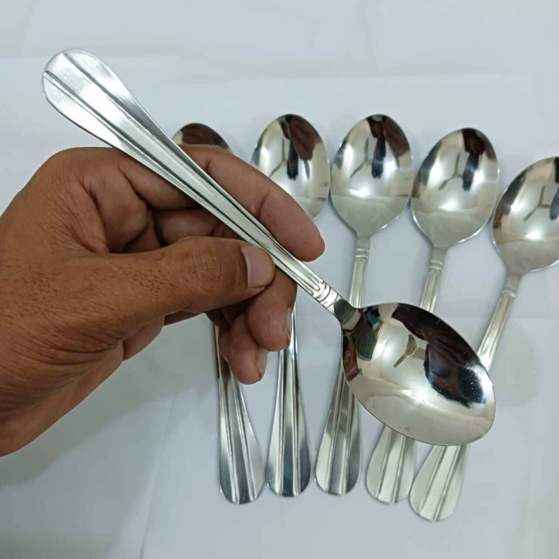 Picture of Lionel 6 pcs stainless steel Dessert spoon silver color best for tableware line design 19 cm long-Silver