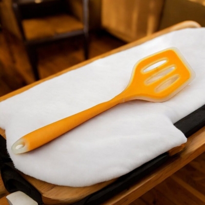 Picture of Multicolor 12-Inch Silicone Cooking Spoon - Non-Stick Slotted Turner, Full Silicone Construction, High Heat Resistant - Ideal for Non-Stick Pots - 1 Piece-Orange