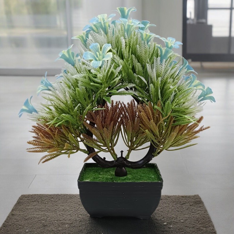 Picture of Artificial flower and plants in Ceramic Lave shape Bonsai For Table Or Corner Decoration-Home Decoration Item-Multicolor