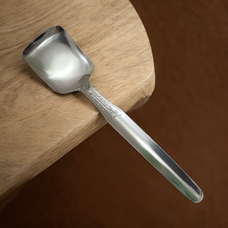 Picture of 22cm Stainless Steel Square Serving Spoon - Silver Kitchen Tool - 1 Piece-Silver