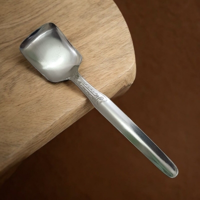Picture of 22cm Stainless Steel Square Serving Spoon - Silver Kitchen Tool - 1 Piece-Silver