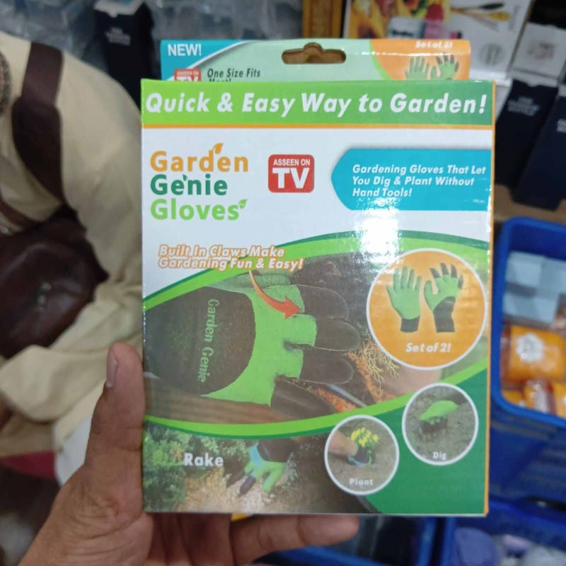 Picture of Genie Garden Gloves Quick And Easy Way To Garden 1 pair Hand Gloves-Green