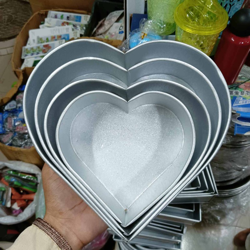 Picture of 4 pcs set Heart Shape Cake Mold - Cake Baking Mold - 4 pieces Mold set Love style-Silver