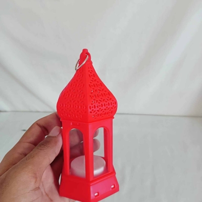 Picture of "LED Ramadan Lantern - 14cm Morocco Wind Candle Lamp | Multi-Color ABS Plastic for Eid Mubarak and Islamic Party Decor | Battery-Powered Light"-Multicolor