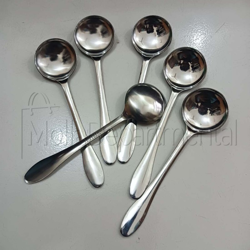 Picture of light waight 6 pcs stainless steel sup spoon silver color spoon round shape sup spoon-Silver