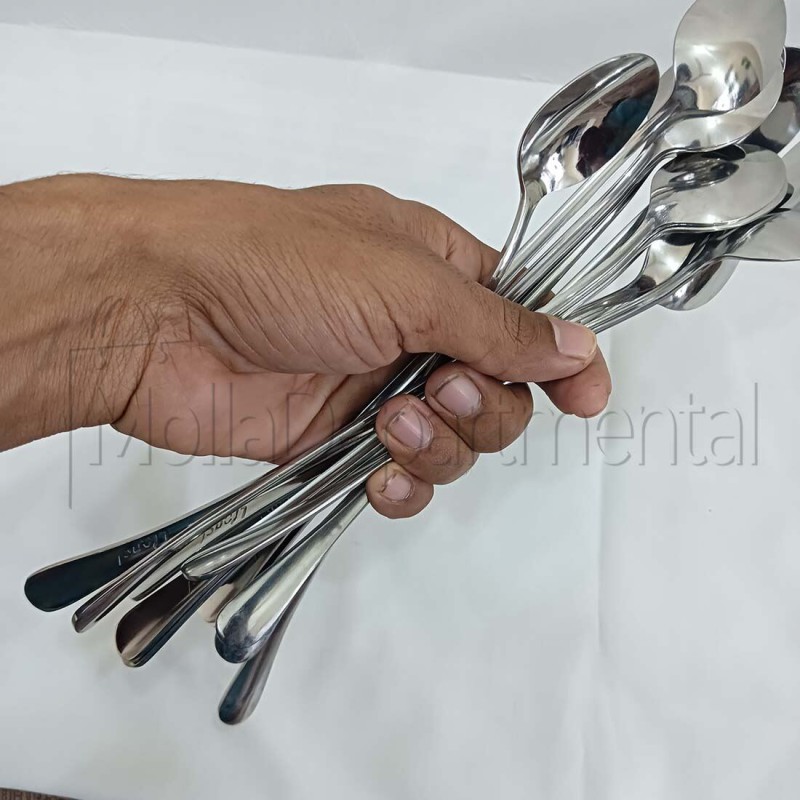 Picture of long hundle  spoon 3pcs  heavy long hundle pickle spoon silver color spoon carry design spoon 24 cm long pickle spoon-Silver