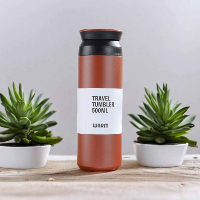 Picture of Red 1pc 500ml Stainless Steel Vacuum Flask with Leakproof Lid - Insulated Cup for Outdoor Camping, Hiking, Driving, and Drinking-Red