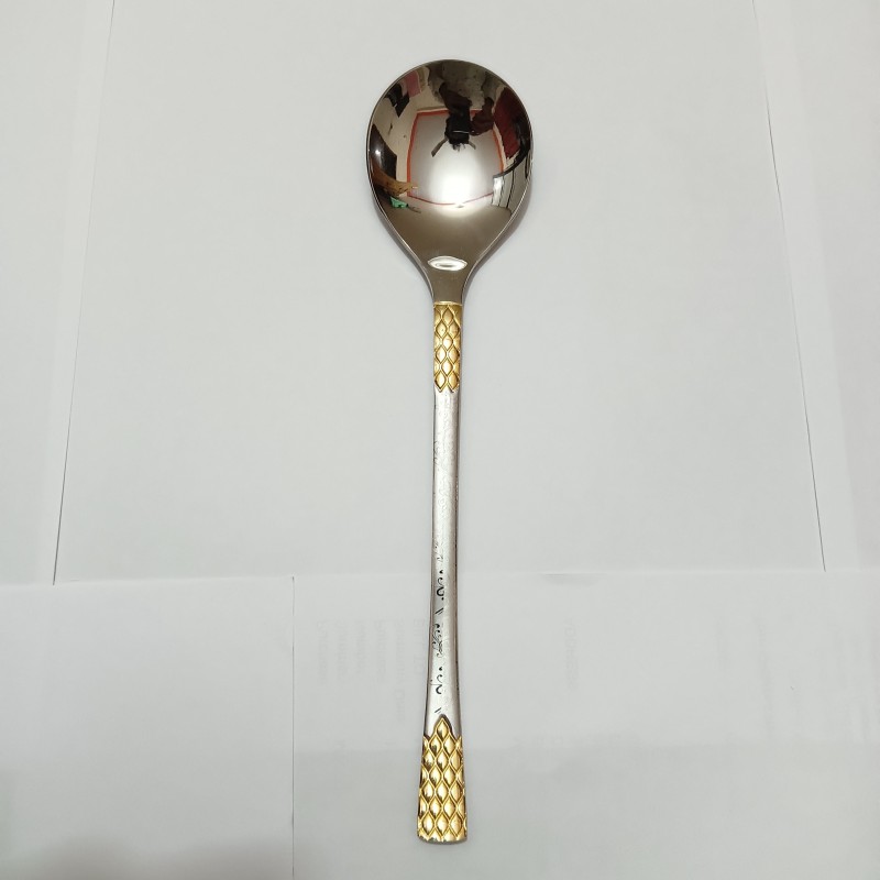 Picture of AYD 1 pcs premium quality Big Size sup spoon 20 cm long Sup spoon golden and Silver spoon , Best tableware Sup Spoon Design-2-Gold