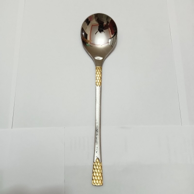 Picture of AYD 1 pcs premium quality Big Size sup spoon 20 cm long Sup spoon golden and Silver spoon , Best tableware Sup Spoon Design-2-Gold