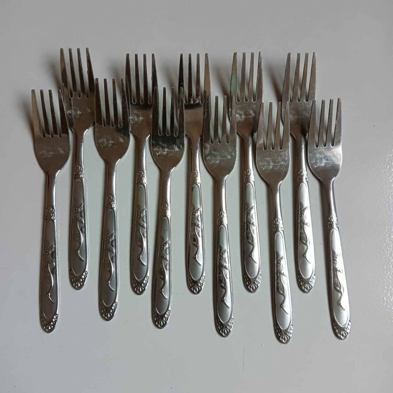 Picture of Stainless Steel Fork Spoon Set - 12 pcs-Silver