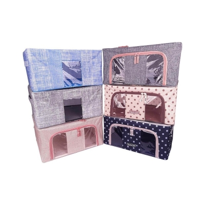 Picture of Foldable 24Ltr Steel Frame Clothes Storage Boxes with Zipper Lock System for Cloth Saree Blanket Bed Sheet Shoes Toys Closet Organizer Sari Cover Box...-Multicolor