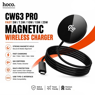 Picture of Hoco CW63 Pro Fast Qi2.2 Magnetic Wireless Charger - Black