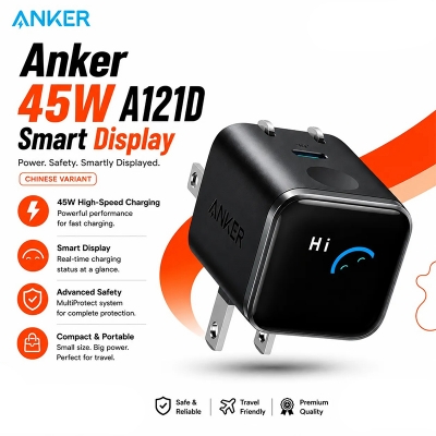 Picture of Anker Nano A121D Smart Display GaN Fast Charger - 45W (Varient: China) - Black