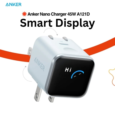 Picture of Anker Nano A121D Smart Display GaN Fast Charger - 45W (Varient: China) - sky Blue
