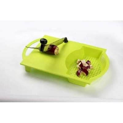 Picture of  Enterprise Chop & Wash 14 inch x 9.3 Plastic Chopping Board with Knife Multi Crusher Cutter Chopper

46%
off-Green