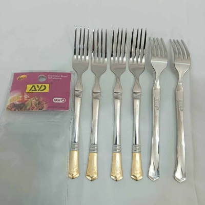 Picture of AYD premium golden design fork spoon 6 pcs stainless steel fork spoon Magnet proof spoon mirror polish 15cm long spoon-Silver