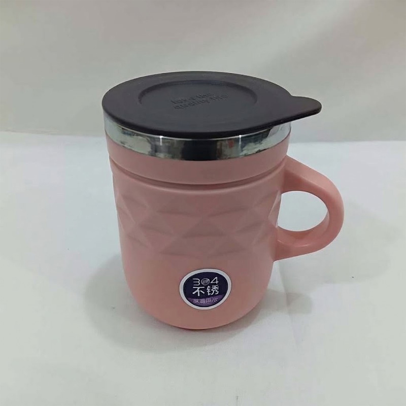 Picture of INSULATED MUG  Thermos Stainless Steel Vacuum for hot and Cold Beverages with Lid Handle (400 ml) (Blue) Stainless Steel Coffee Mug  (400 ml)-Pink