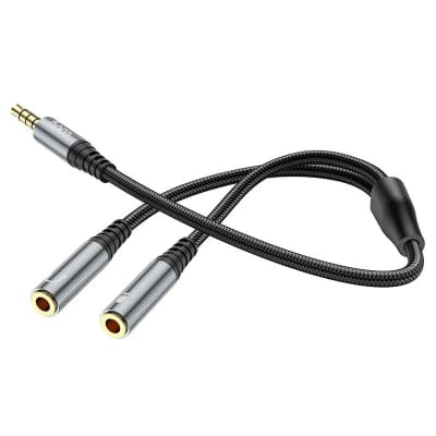 Picture of Hoco UPA21 2 in 1 Male to Female Headset Audio Adapter Cable - Black