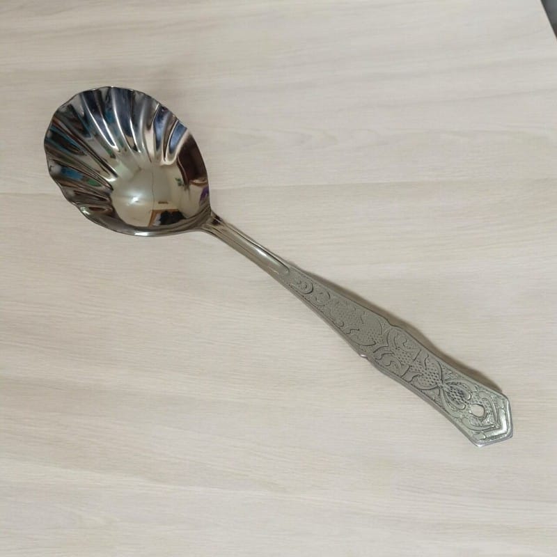 Picture of Rosy Kitchen Spoon: 10 Inch Stainless Steel Big Soup Spoon, Silver. Mirror Polish Finish, Ideal for Cooking and Serving.-Silver
