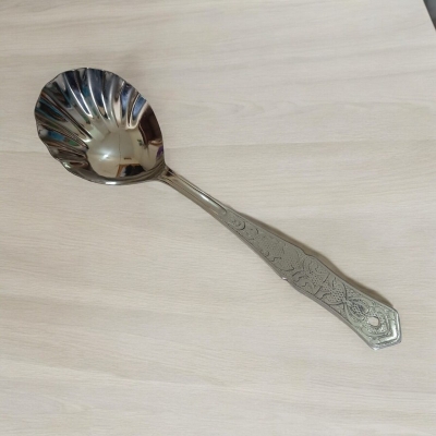 Picture of Rosy Kitchen Spoon: 10 Inch Stainless Steel Big Soup Spoon, Silver. Mirror Polish Finish, Ideal for Cooking and Serving.-Silver