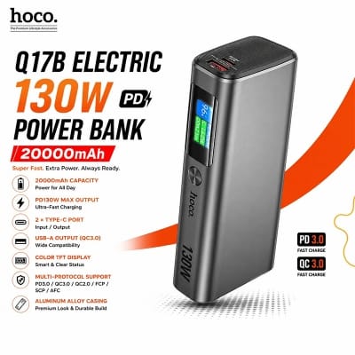 Picture of Hoco Q17B Electric 130W Power Bank (20000mah) - Black