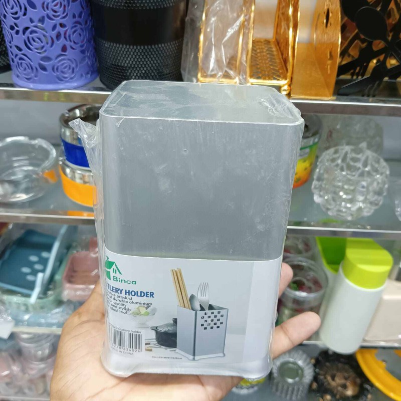 Picture of 1 pcs aluminum Household Kitchenware Drain Rack Kitchen Accessories Tool Chopsticks, spoon cutlery  Storage Rack square-White