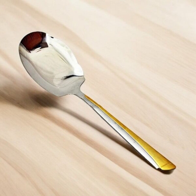 Picture of 12 Inch Silver Rice Serving Spoon - Stainless Steel, Mirror Polish, Golden Design, Non-Magnetic, Ideal for Cooking and Serving-Silver