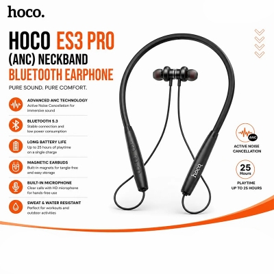 Picture of Hoco ES3 Pro (ANC) Neck Band Bluetooth Earphone - Black