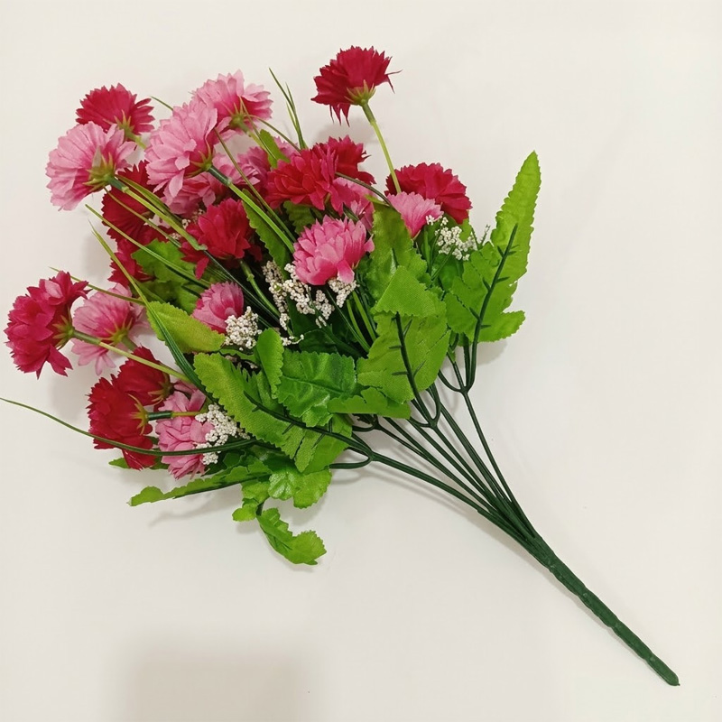 Picture of Multicolor 20-28 Heads color Home Decoration Color Beauty Silk Artificial Flowers stick Fake Flower Especial for Wedding and Festival Decoration  Red-Pink-Red