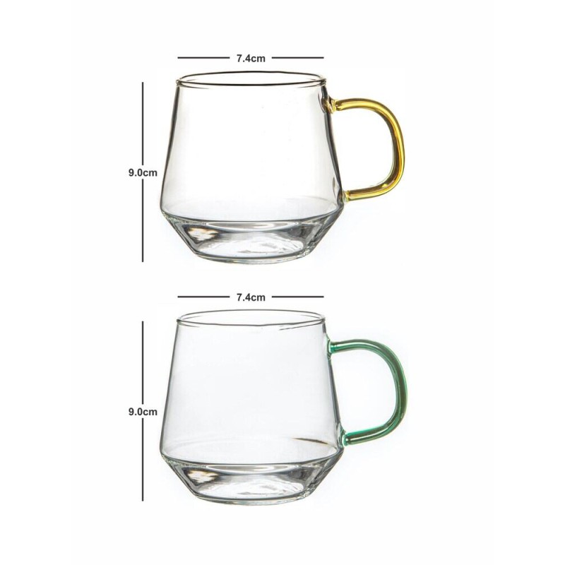 Picture of Borocilicate Glass Coffee Mug with Colored Handle (Set of 4pcs) 400ml-Multicolor