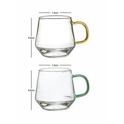Picture of Borocilicate Glass Coffee Mug with Colored Handle (Set of 4pcs) 400ml-Multicolor