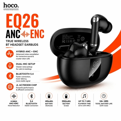 Picture of EQ26 ANC+ENC true wireless Bluetooth earphones - Black
