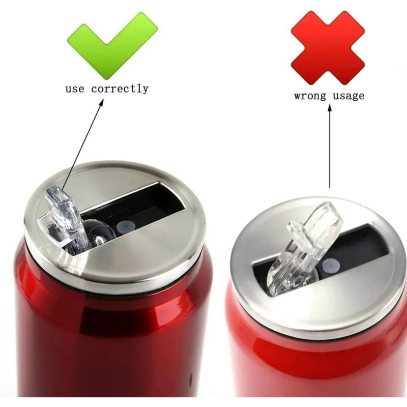 Picture of 1 pcs Can style Stainless 500ml Water Bottle, Vacuum Bottle, Silver Color-Red