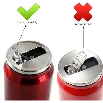 Picture of 1 pcs Can style Stainless 500ml Water Bottle, Vacuum Bottle, Silver Color-Red
