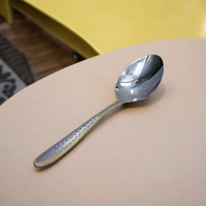 Picture of 12 Inch Rice Serving Spoon - Stainless Steel with Mirror Polish and Golden Design, Square Shape, Non-Magnetic, Ideal for Cooking and Serving, Elegant and Durable, Single Piece for Home and Professional Kitchens-Silver