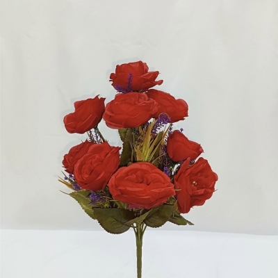 Picture of 9-10 Heads red Artificial Flowers Home Decoration 9 Color Beauty Silk Fake Flower Especial for Wedding and Festival Decoration-Red
