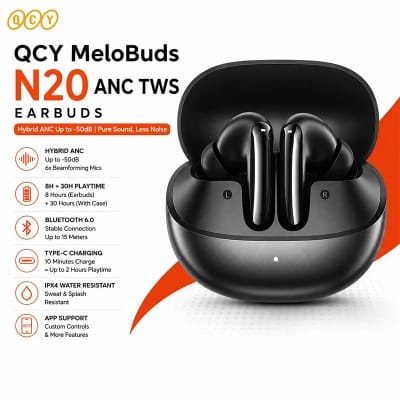 Picture of QCY MeloBuds N20 ANC Wireless Earbuds - Black