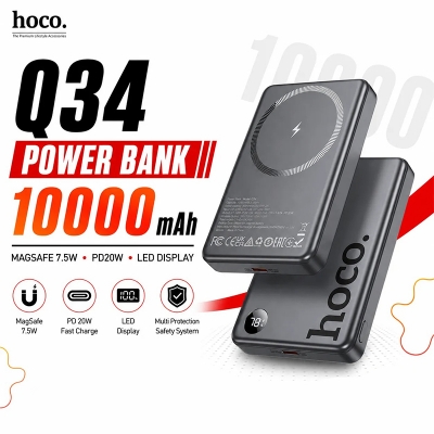 Picture of Q34 Clever Magnetic Wireless Power Bank 10000mAh with LED Display & 20W Fast Charging - Black