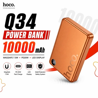 Picture of Q34 Clever Magnetic Wireless Power Bank 10000mAh with LED Display & 20W Fast Charging - Cosmic Orange