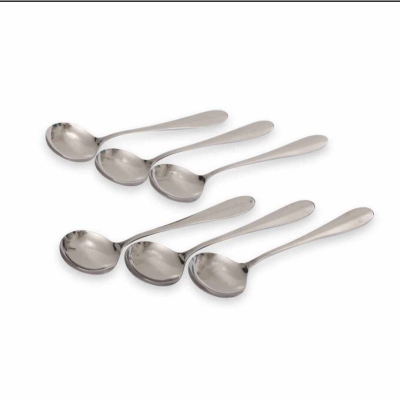 Picture of Nova 6 pcs small Size Stainless Steel Soup Spoon Set of 6 Pieces, Soup Spoon, Cereal Spoon, Soba Spoon kitchen accessories-Silver