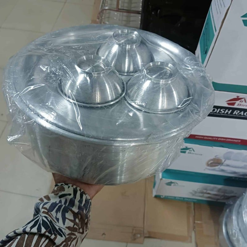 Picture of 3 pcs steamed pita pot and1  pcs big size Steamed pita making machine for winter-Silver
