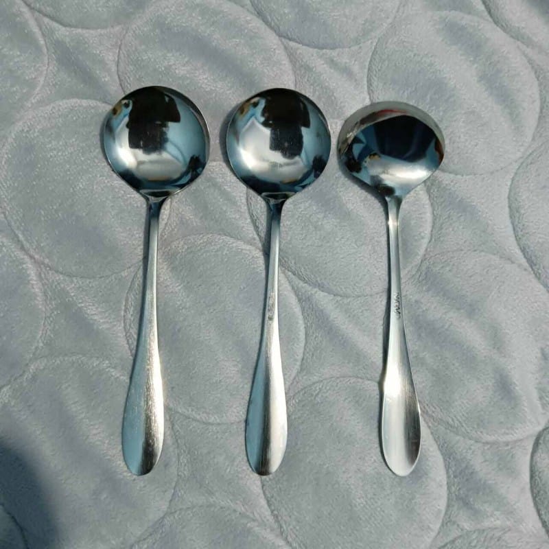 Picture of NOVA 6 pcs stainless steel sup spoon Nova Black Berry stainless steel sup spoon for children , sup spoon 15 cm long sup spoon-Silver