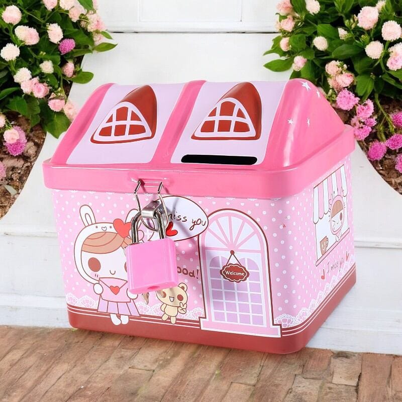 Picture of Indoor Change Container - Multicolor Coin Bank - Exquisite Cartoon Cute Cash Box with Combination Lock - Money Box for Shelf Cabinet-Multicolor