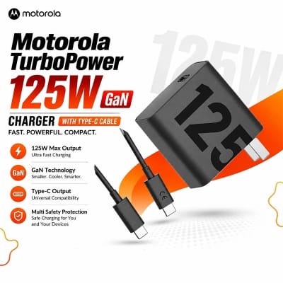 Picture of Motorola TurboPower 125W Wall Charger with 6.5 Amp USB-C Cable - Black