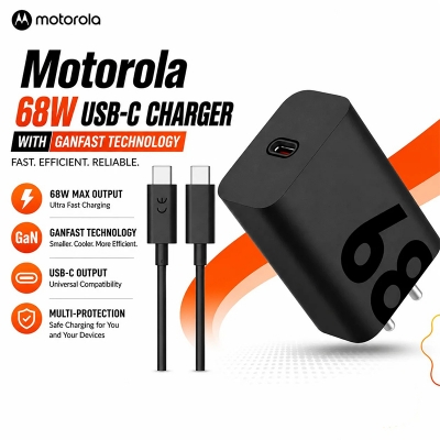 Picture of Motorola 68W USB-C Charger with GanFast Technology - Black