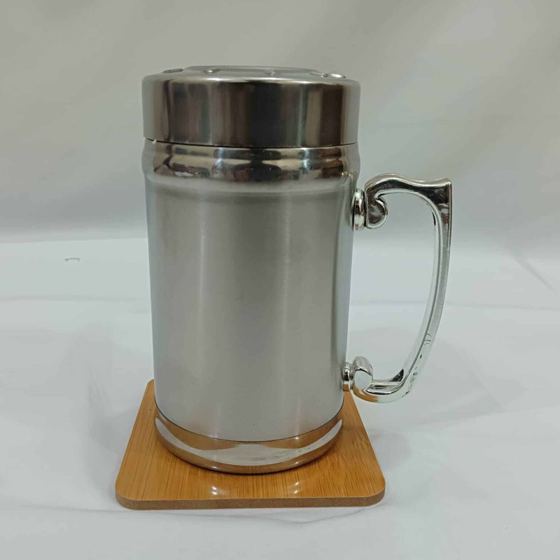 Picture of 1 PCS STAINLESS STEEL THARMAL  TRAVEL MUG WITH SCREW LID SILVER COLOR-Silver